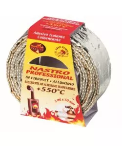 NASTRO ISOLANTE BEST FIRE "PROFESSIONAL" IN TESSUTO DI VETRO RIVESTITO IN ALLUMINIO,  50 MM X 3 MT